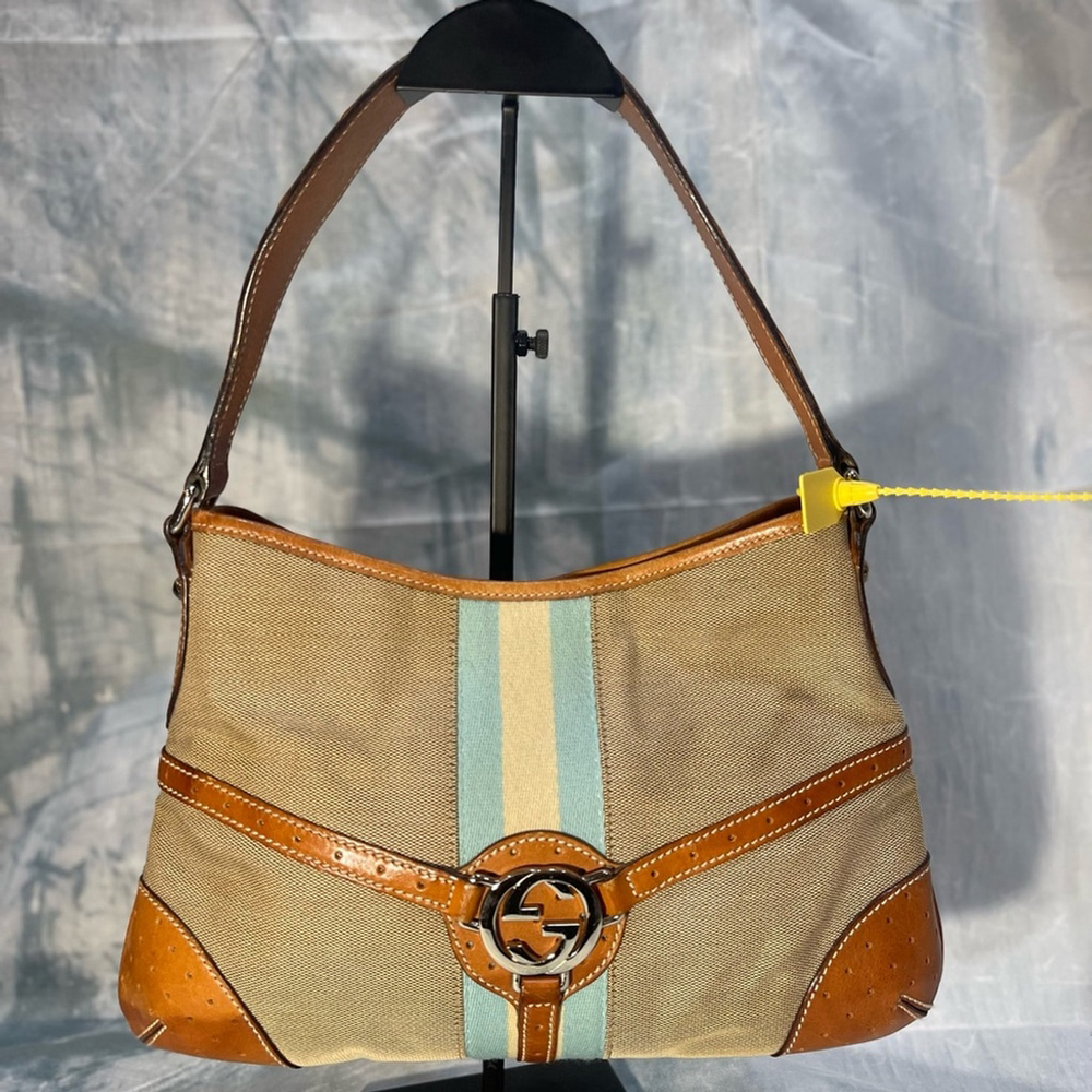 Gucci Tricolor Canvas GG Reins Hobo Shoulder Bag